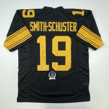 Autographed/Signed JuJu Smith-Schuster Pittsburgh Color Rush Football Jersey Beckett BAS COA