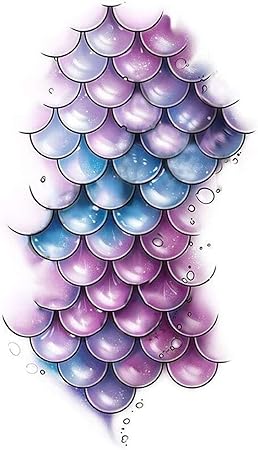 2 Sheets Mermaid Scales Body Temporary Tattoos Realistic Tattoo Stickers Costume Party Covering Scars Fake Tattoos, Multicolor New Temporary Tattoo Stickers for Women Man