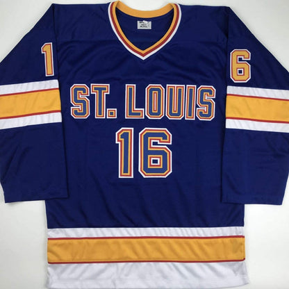 Autographed/Signed Brett Hull St. Louis Blue Hockey Jersey RSA COA