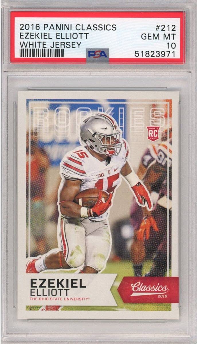 Graded 2016 Panini Classics Ezekiel Elliott #212 White Jersey Rookie RC Football Card PSA 10 Gem Mint