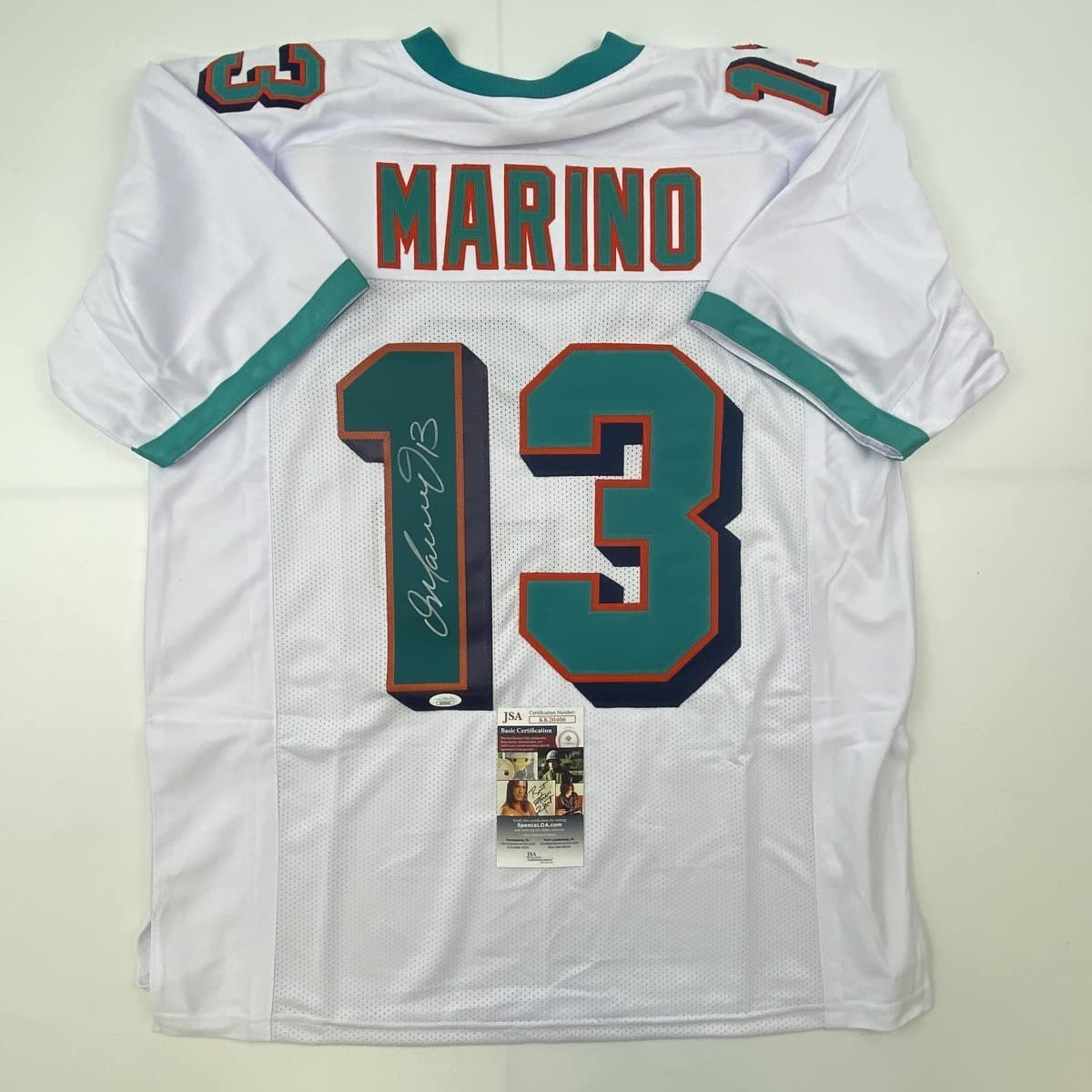 Autographed/Signed Dan Marino Miami White Football Jersey JSA COA