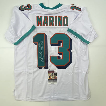 Autographed/Signed Dan Marino Miami White Football Jersey JSA COA