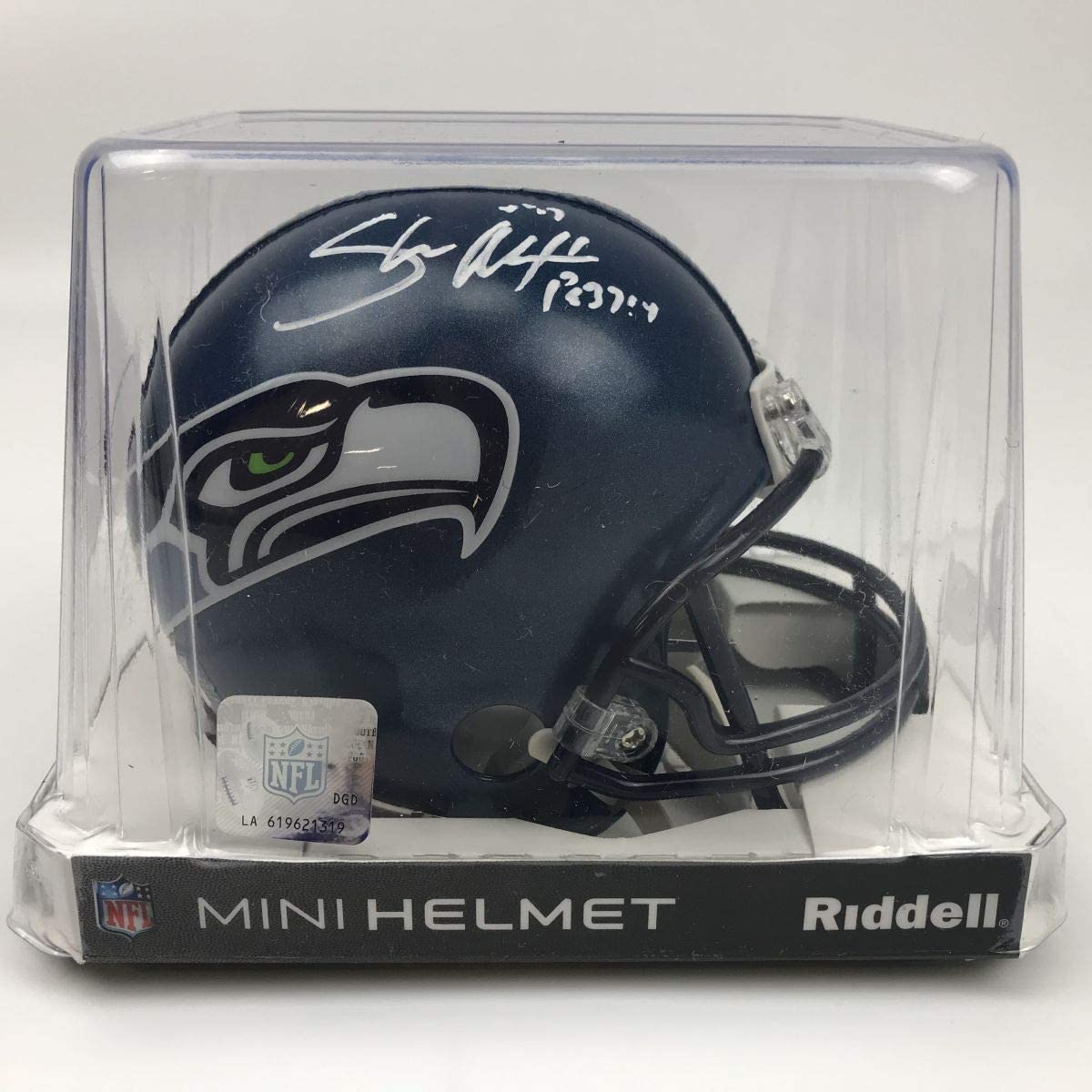 Autographed/Signed Shaun Alexander Seattle Seahawks Football Mini Helmet Beckett BAS COA