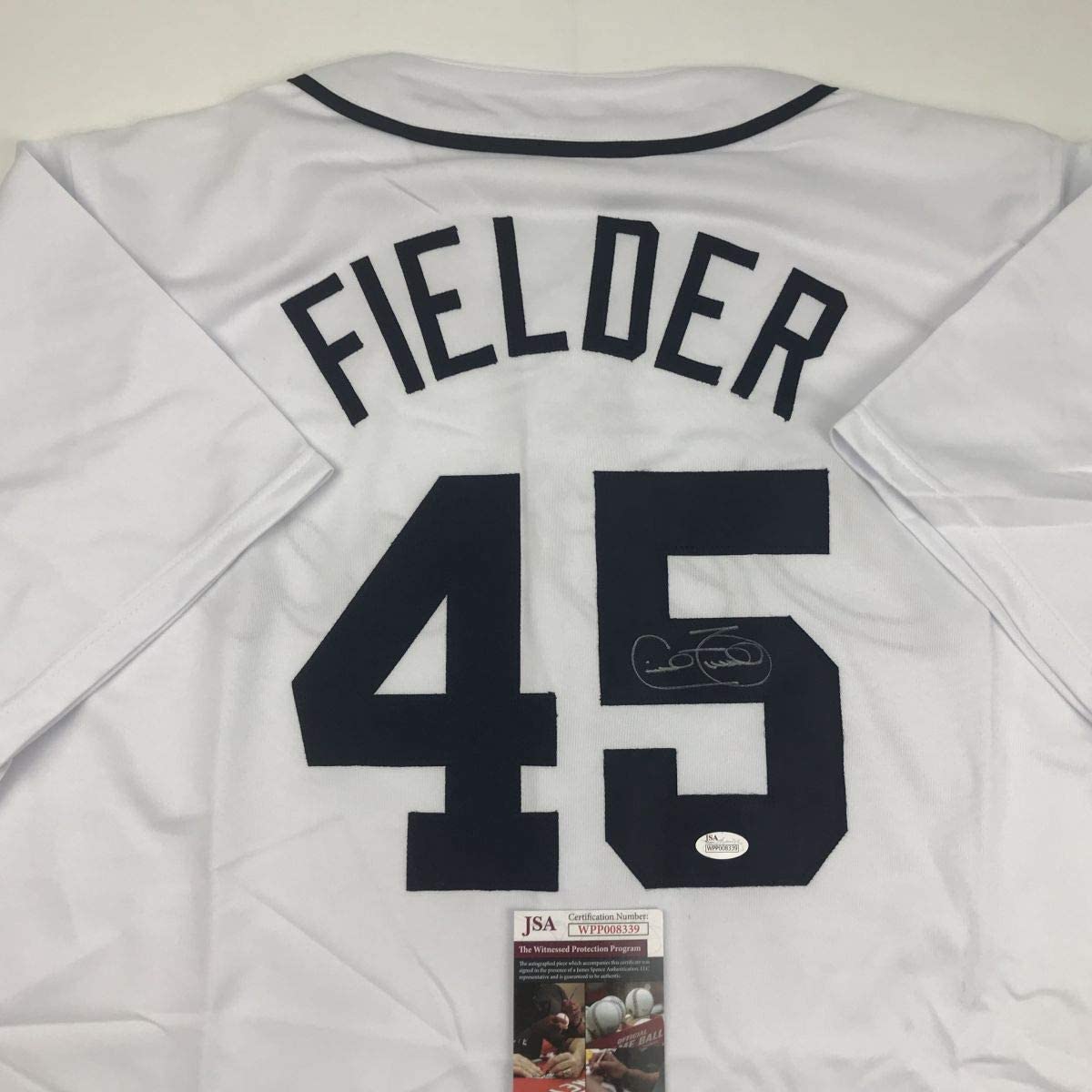 Autographed/Signed Cecil Fielder Detroit White Baseball Jersey JSA COA