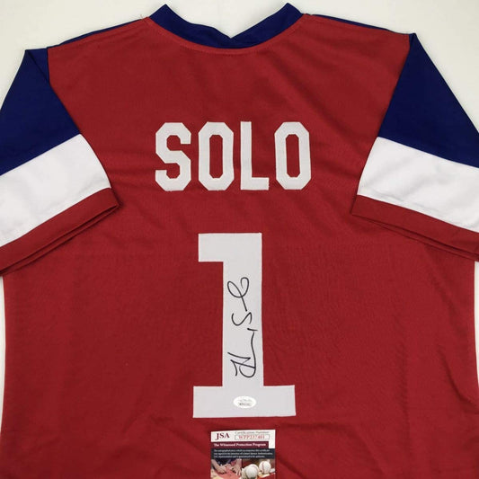 Autographed/Signed Hope Solo Red/White/Blue Soccer Team USA World Cup Jersey JSA COA