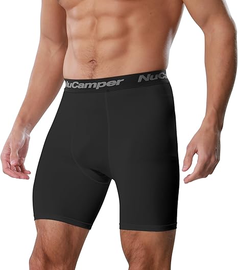 NuCamper Men‰۪s Compression Shorts Spandex Athletic Underwear Performance Gym Boxer Briefs Cool Dry Active Baselayer
