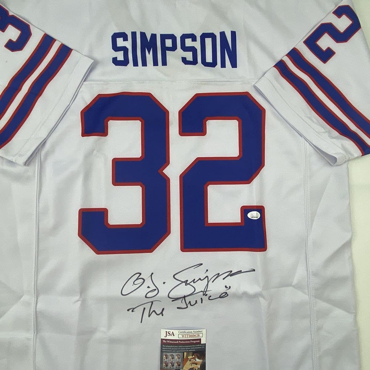 Autographed/Signed OJ O.J. Simpson The Juice Buffalo White Football Jersey JSA COA