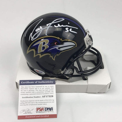 Autographed/Signed Ray Lewis Baltimore Ravens Football Mini Helmet PSA/DNA COA