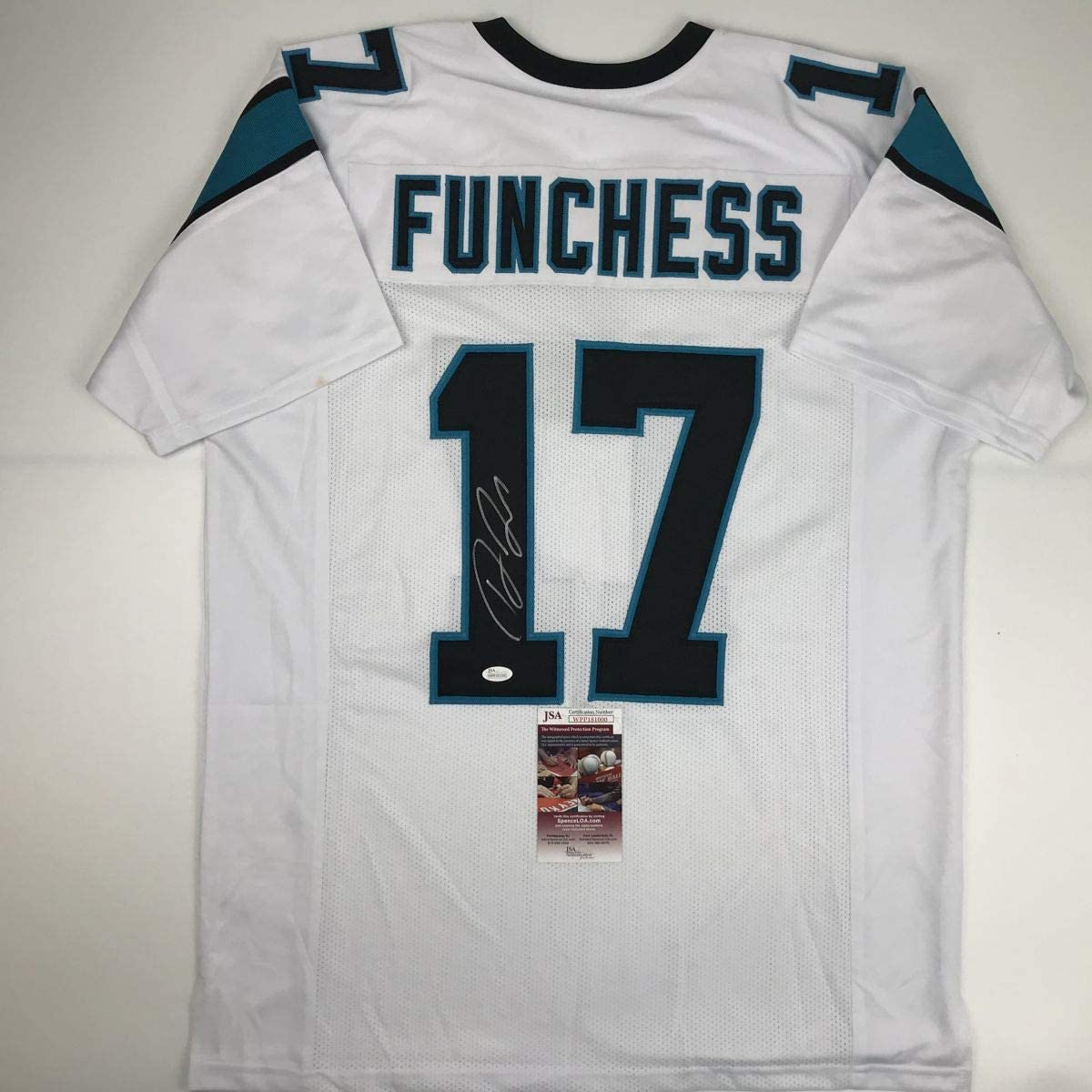 Autographed/Signed Devin Funchess Carolina White Football Jersey JSA COA