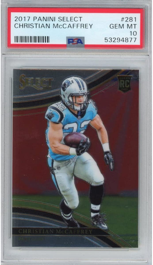 Graded 2017 Panini Select Christian McCaffrey #281 Rookie RC Football Card PSA 10 Gem Mint
