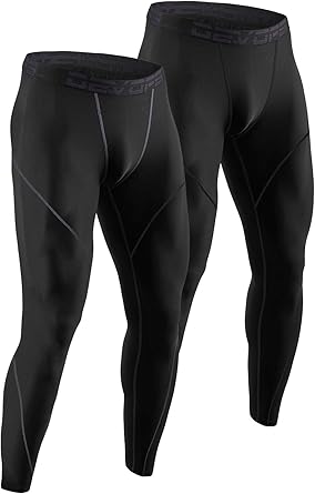 DEVOPS 2 or 3 Pack Men's Thermal Compression Pants, Athletic Leggings Base Layer Bottoms