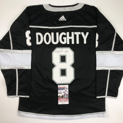 Autographed/Signed Drew Doughty Los Angeles LA Black Hockey Jersey JSA COA