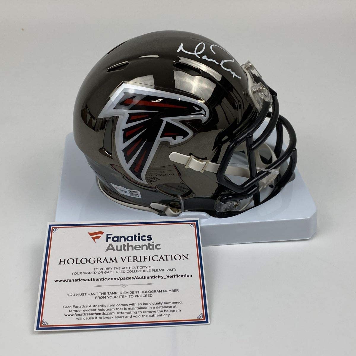 Autographed/Signed Matt Ryan Chrome Atlanta Falcons Football Mini Helmet Fanatics COA