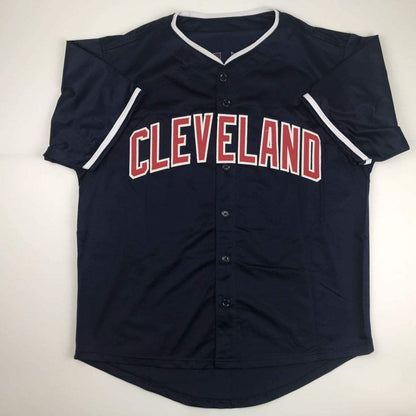 Autographed/Signed Jose Ramirez Cleveland Blue Baseball Jersey Beckett BAS COA