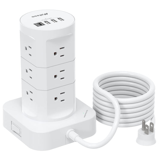 Surge Protector Power Strip Tower, 12 Widely Outlets 4 USB Ports (1 USB C) 6ft