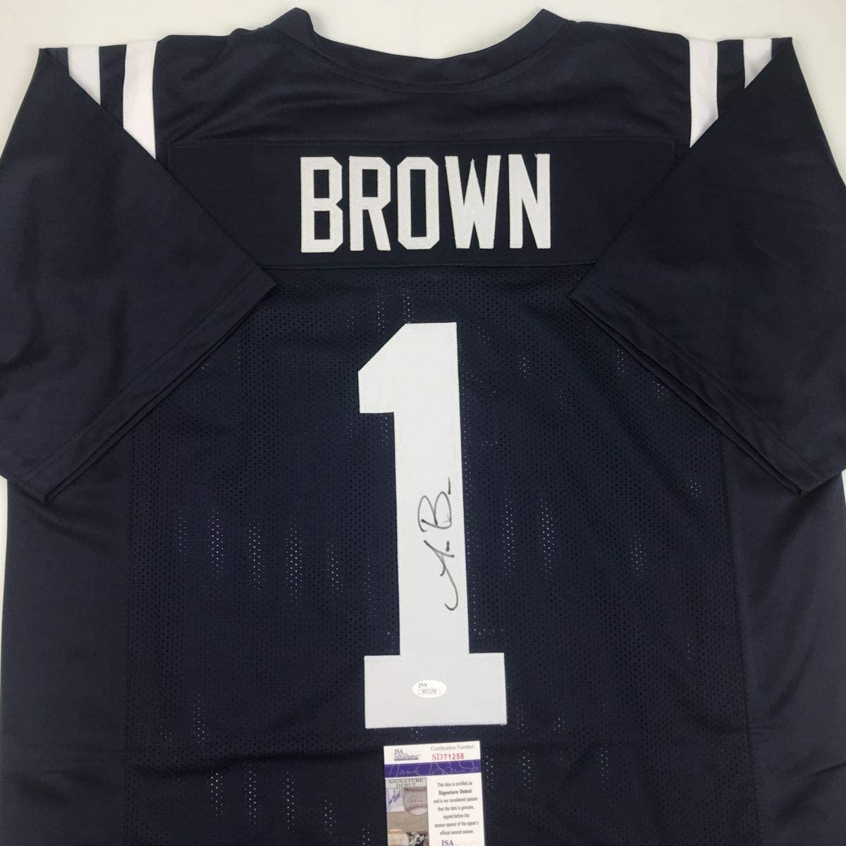Autographed/Signed AJ A.J. Brown Ole Miss Blue College Football Jersey JSA COA