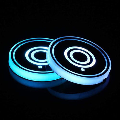 Car Under Dash LED Strips & Cup Holder Coaster Interior Lights BUNDLE