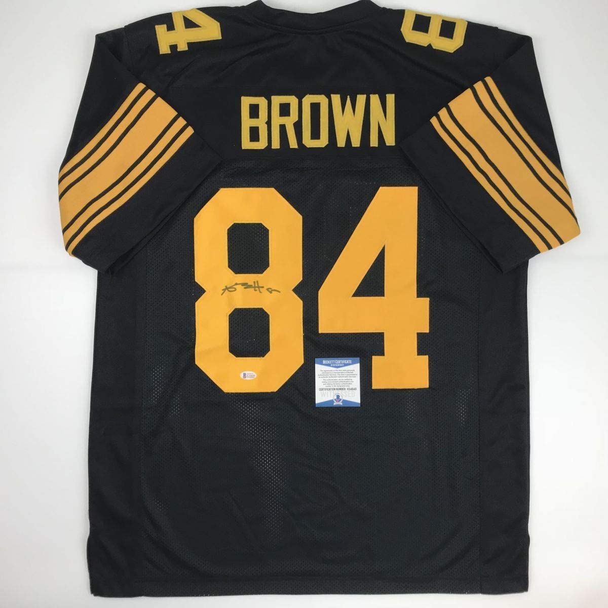 Autographed/Signed Antonio Brown Pittsburgh Color Rush Black Football Jersey Beckett BAS COA