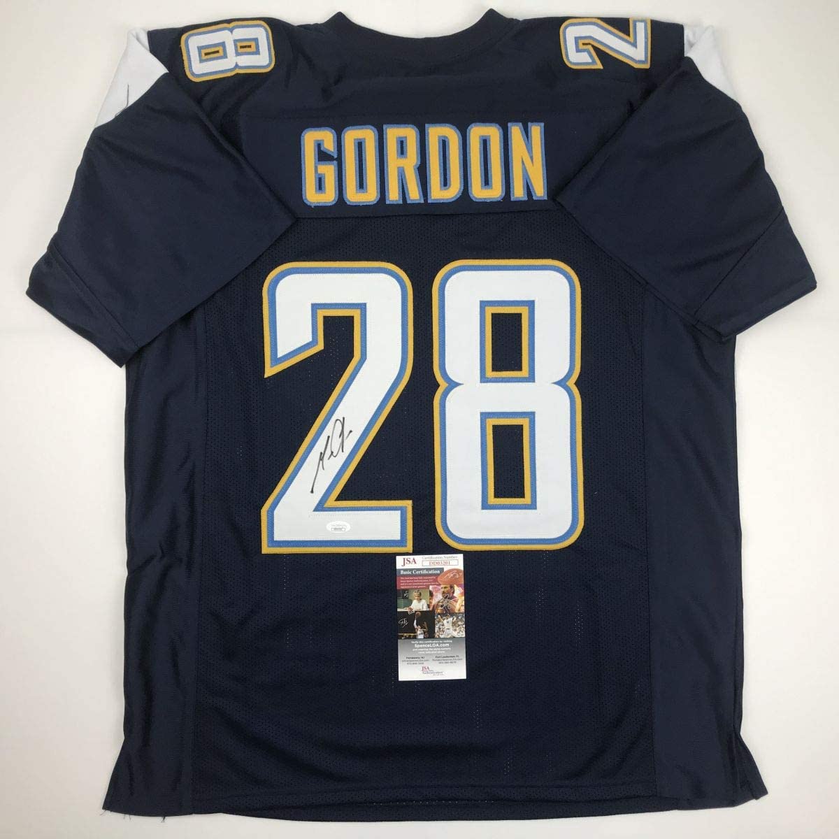 Autographed/Signed Melvin Gordon Los Angeles LA Dark Blue Football Jersey JSA COA