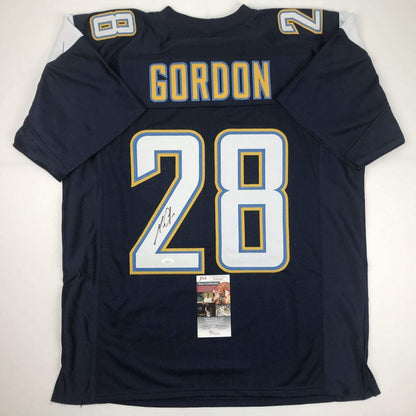 Autographed/Signed Melvin Gordon Los Angeles LA Dark Blue Football Jersey JSA COA