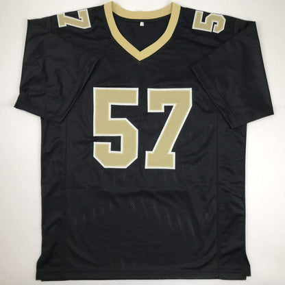 Autographed/Signed Rickey Jackson HOF 2010 New Orleans Black Football Jersey Beckett BAS COA