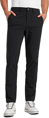 CRZ YOGA Casual Golf Pants for Men - 32" Water Resistant Lightweight Work Dress Trousers with Zipper Pockets