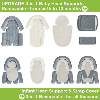 COOLBEBE Upgraded 3-in-1 Babybody Support for Newborn Infant Toddler - Extra Soft Car Seat Insert Cushion Pad, Perfect for Carseats, Strollers, Swings