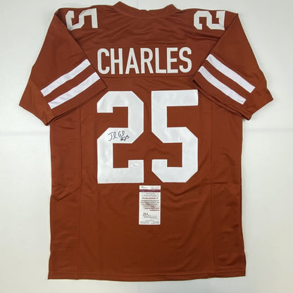 Autographed/Signed Jamaal Charles Texas Orange College Football Jersey JSA COA