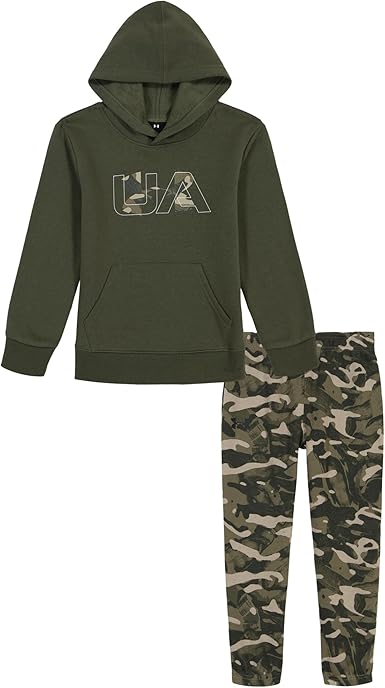 Under Armour UA RIVAL CAMO HOODIE SET, Marine Green Camo, 2T