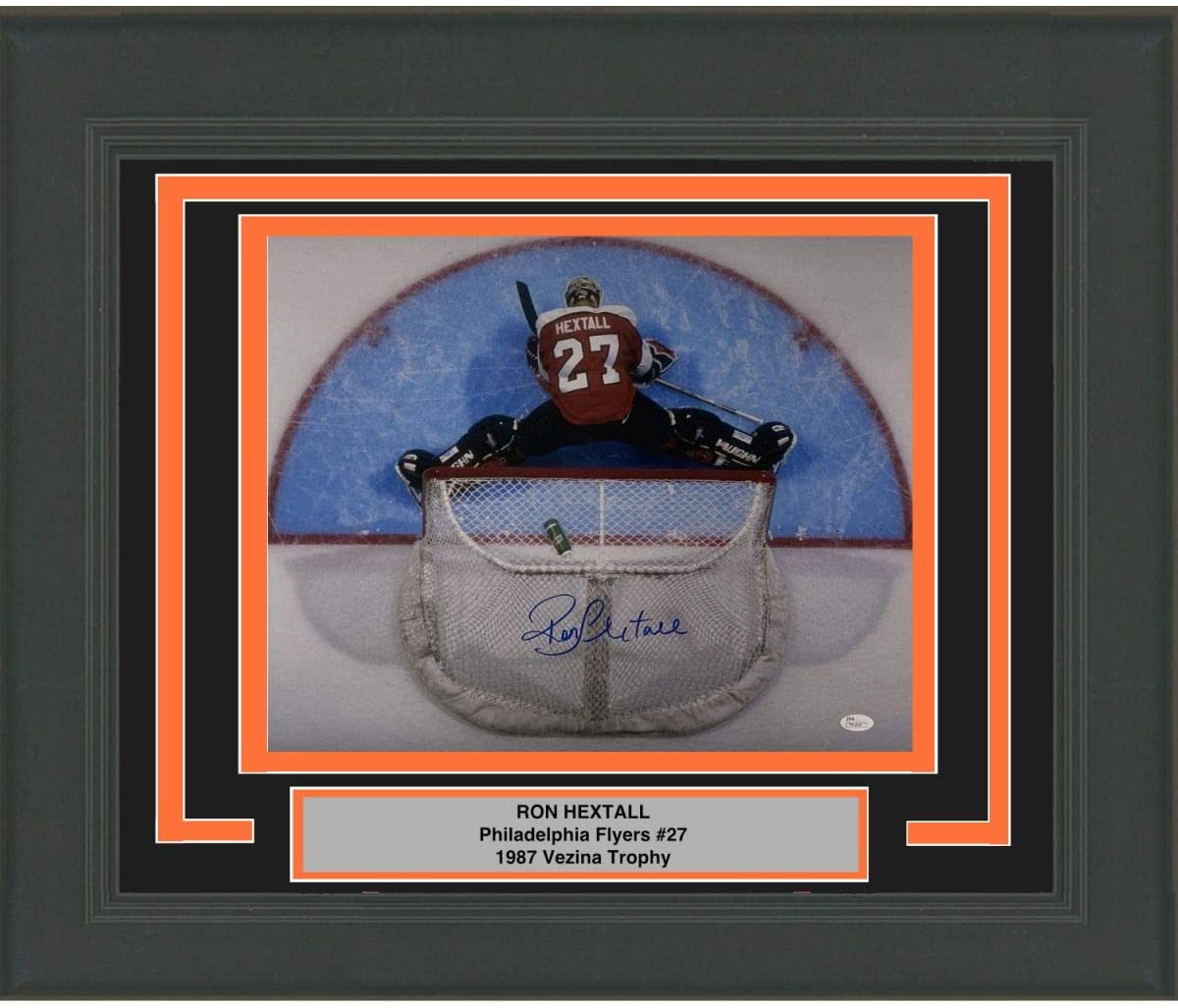 Framed Autographed/Signed Ron Hextall Philadelphia Flyers 16x20 Hockey Photo JSA COA