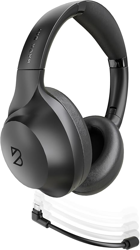 Back Bay Audio ClearCall 70 - Bluetooth Headphones with Microphone + Removable Boom Mic - Work Head Phones Wireless Bluetooth, Over Ear Headphones for Work from Home, Headset for Laptop