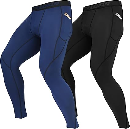 BOOMCOOL Men's Compression Pants with Pockets, Men's Running Tights Leggings Workout Dry Baselayer Gym Athletic Yoga Pants