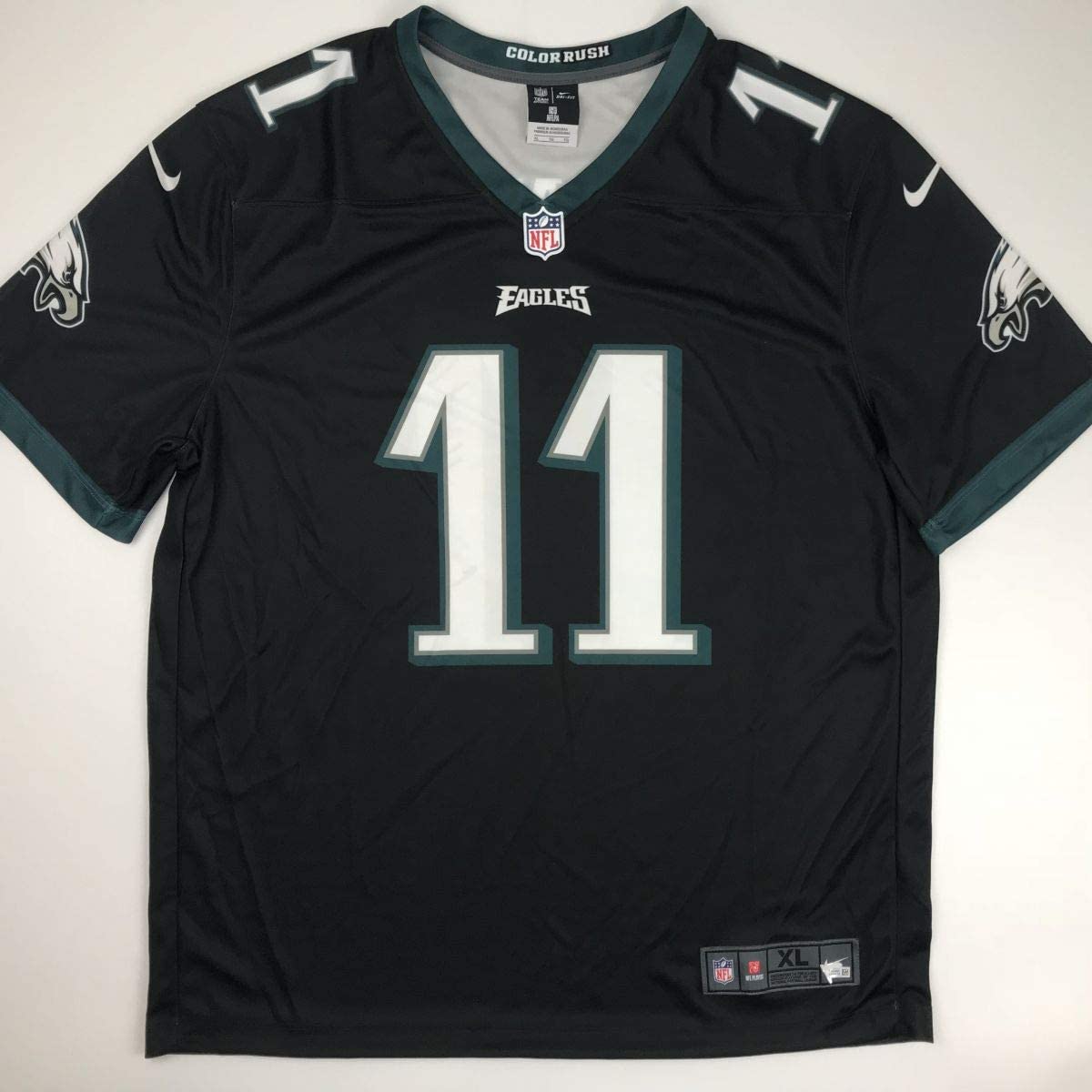 Autographed/Signed Carson Wentz Philadelphia Eagles Black Nike Dri Fit Football Jersey Fanatics COA