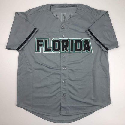 Autographed/Signed Livan Hernandez 97 WS MVP Florida Grey Baseball Jersey PSA/DNA COA