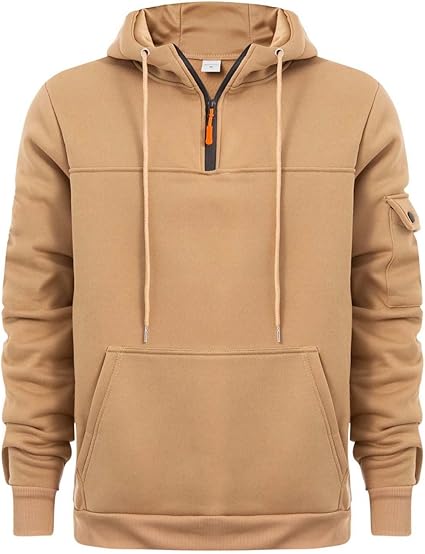Quarter Zip Pullover Men Long Sleeve Workout Hoodie Vintage Tactical Jacket Winter Casual Camo Hooded Sweater Coats