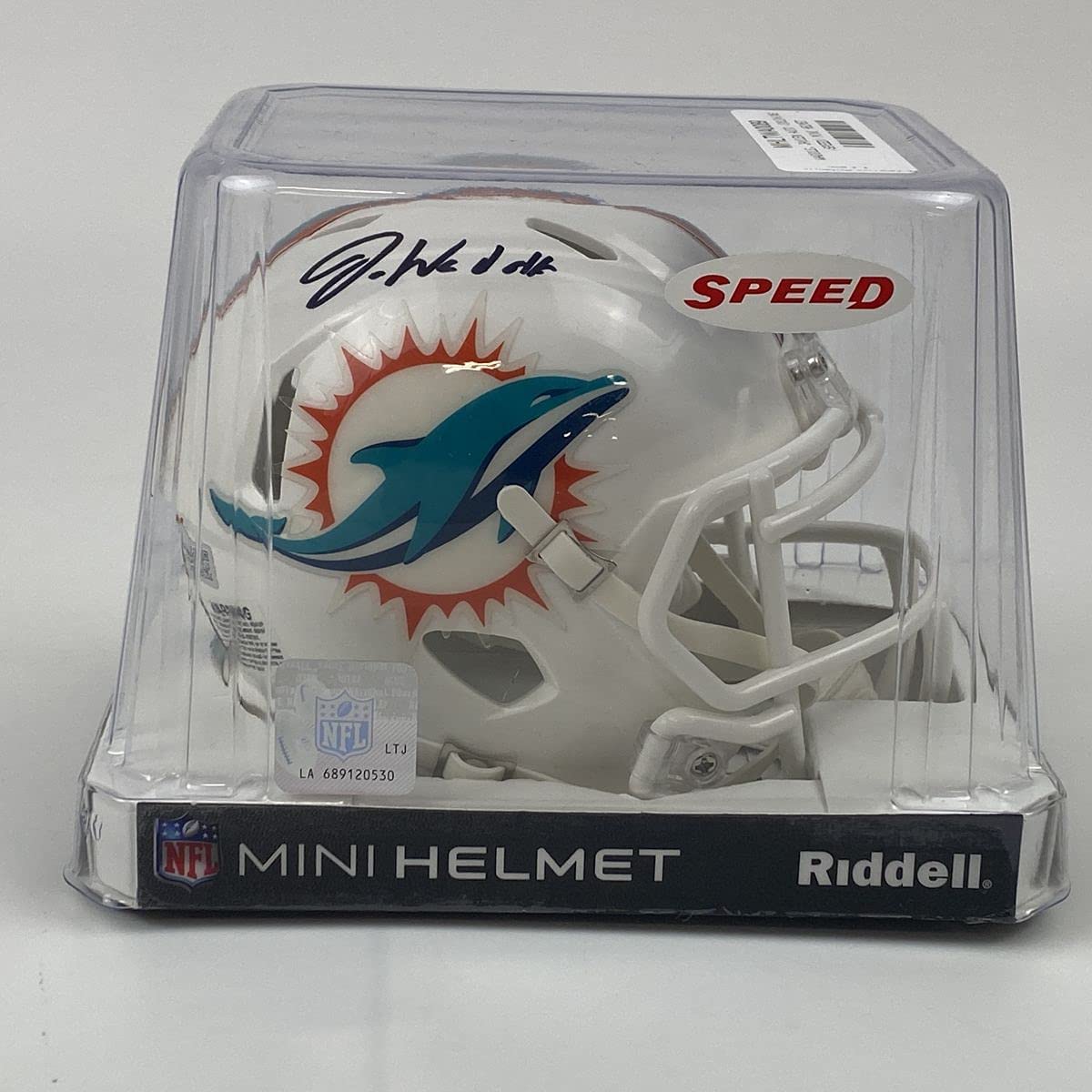 Autographed/Signed Jaylen Waddle Miami Dolphins Football Mini Helmet Fanatics COA
