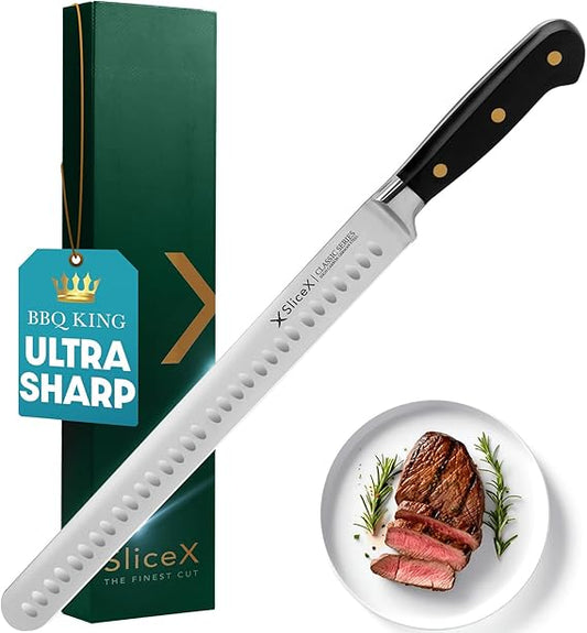 Classic Brisket Slicing Knife Set - German Steel Razor Sharp 12" Carving Knife for Meat - Premium Meat Carving Knife Full Tang - Slicing Knife for Meat