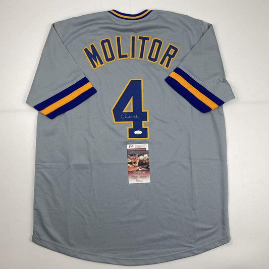 Autographed/Signed Paul Molitor Milwaukee Grey Baseball Jersey JSA COA
