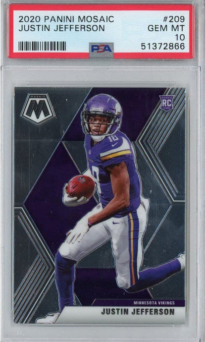 Graded 2020 Panini Mosaic Justin Jefferson #209 Rookie RC Football Card PSA 10 Gem Mint