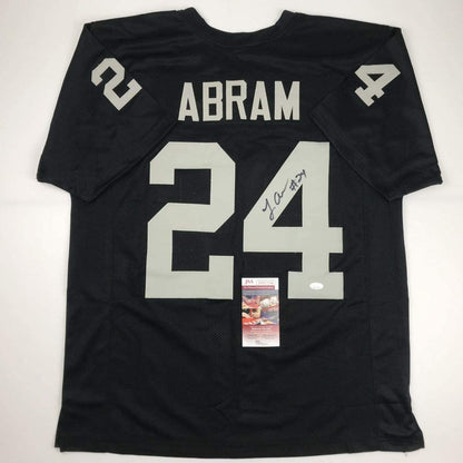 Autographed/Signed Johnathan Abram Las Vegas Oakland Black Football Jersey JSA COA