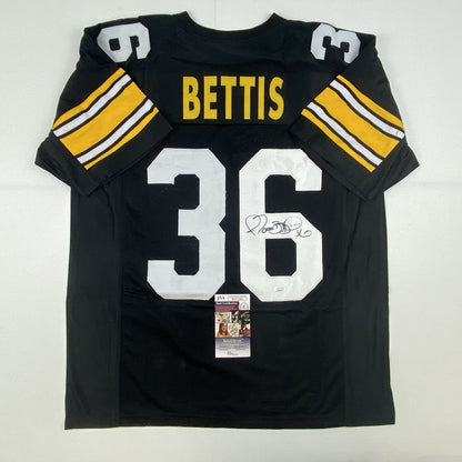 Autographed/Signed Jerome Bettis Pittsburgh Black Retro Football Jersey JSA COA