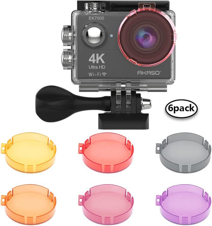 AKASO Action Camera Filter 6-Pack Super Suit Housing for EK7000 (Diameter 38mm) Underwater Video Filming