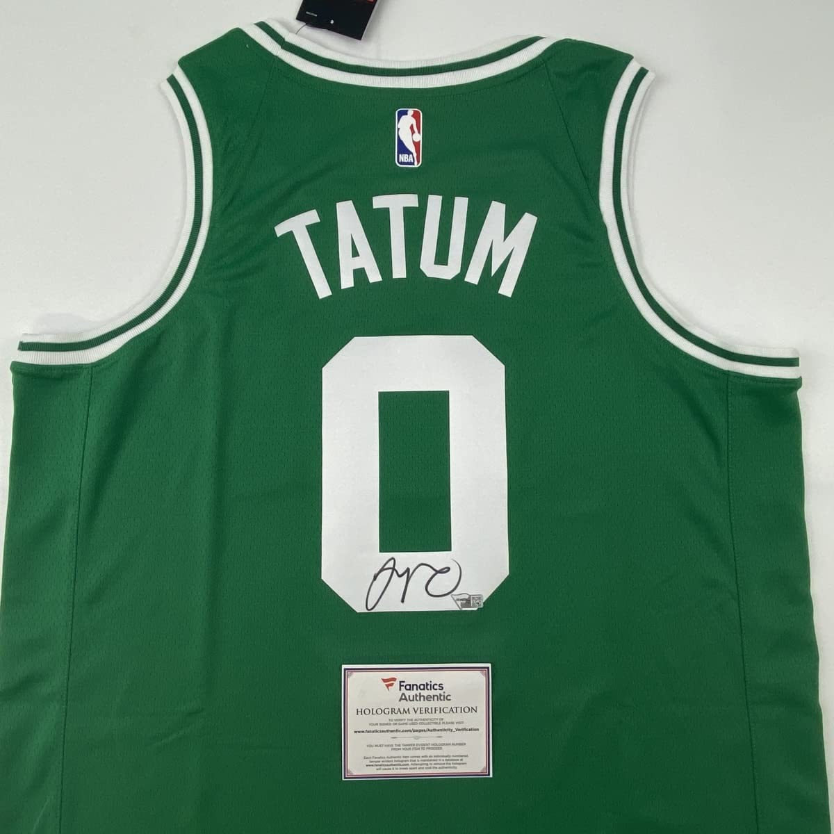 Autographed/Signed Jayson Tatum Boston Celtics Green Basketball Jersey Fanatics COA
