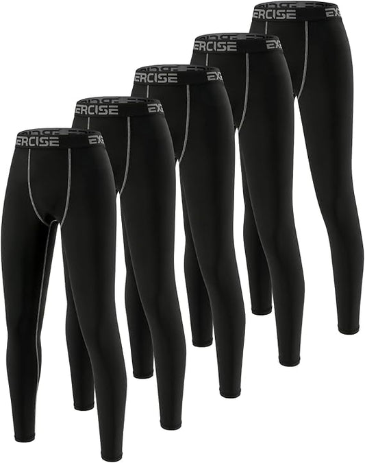 Youth Boys' Compression Leggings Pants Tights for Sports Boys Athletic Leggings Workout Base Layer Pants