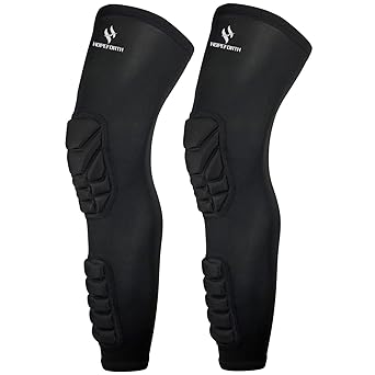 Knee Calf Padded 2 Pack Compression Leg Sleeve Thigh Sports Protective Gear Shin Brace Support for Football Basketball Volleyball Soccer Baseball Tennis