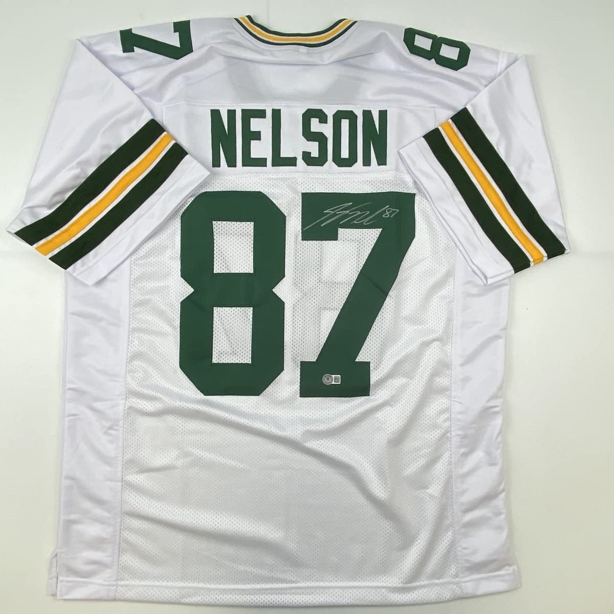 Autographed/Signed Jordy Nelson Green Bay White Football Jersey JSA COA