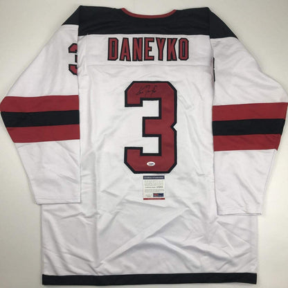 Autographed/Signed Ken Daneyko New Jersey White Hockey Jersey PSA/DNA COA