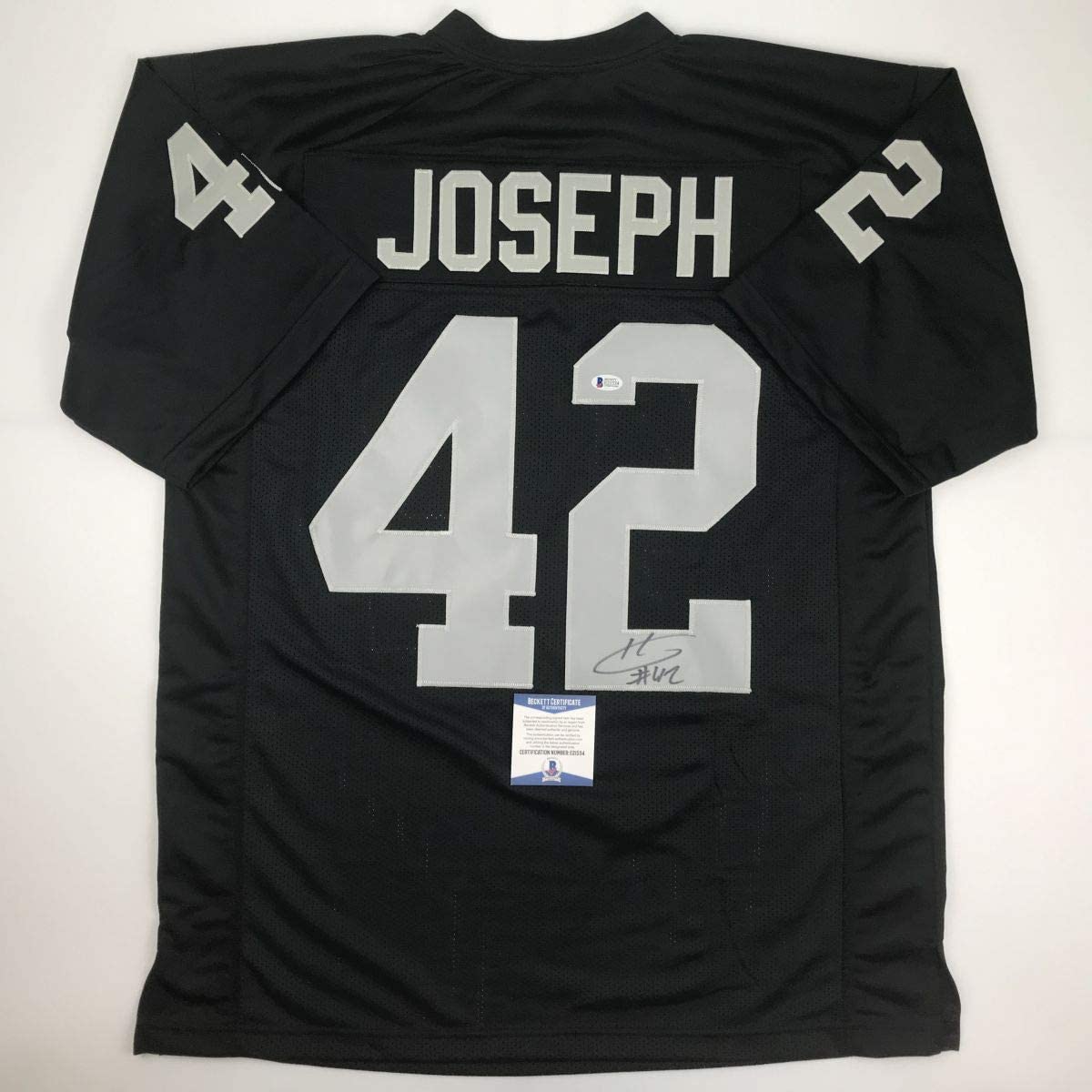 Autographed/Signed Karl Joseph Oakland Black Football Jersey Beckett BAS COA