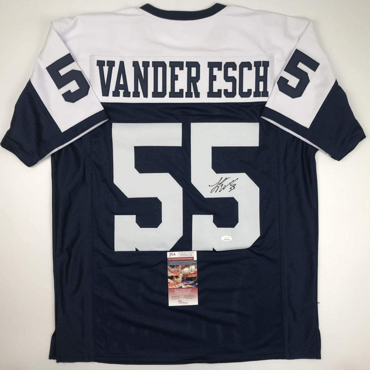 Autographed/Signed Leighton Vander Esch Dallas Thanksgiving Day Football Jersey JSA COA