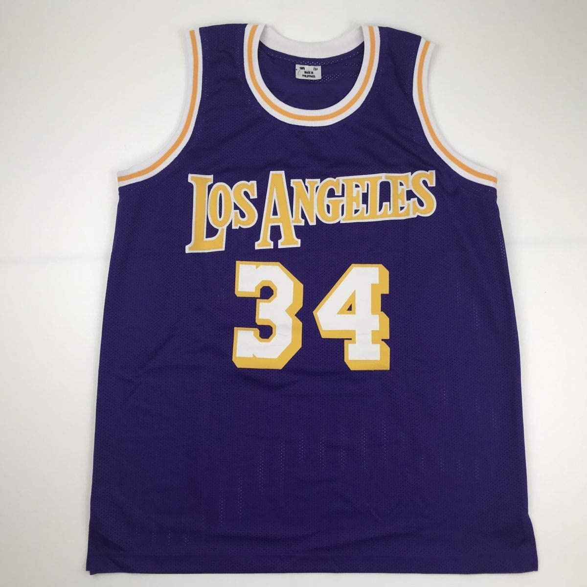 Autographed/Signed Shaquille Shaq O'Neal Los Angeles LA Purple Basketball Jersey Beckett BAS COA